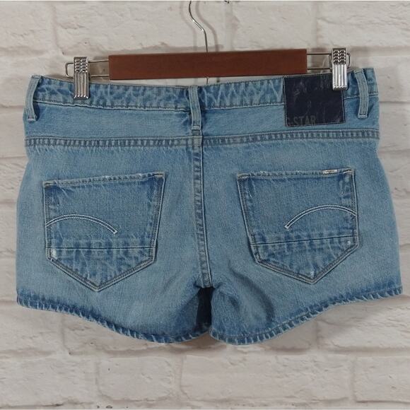 W G-Star Raw Denim Women Arc Light Blue Wash Mini Denim Jean Short Shorts 26 - Picture 4 of 6